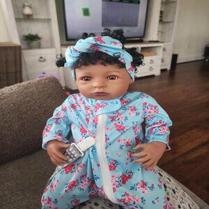 🆕18Inch Full Cloth Body With Vinyl Limbs Baby Doll Black Girl Realistic Doll